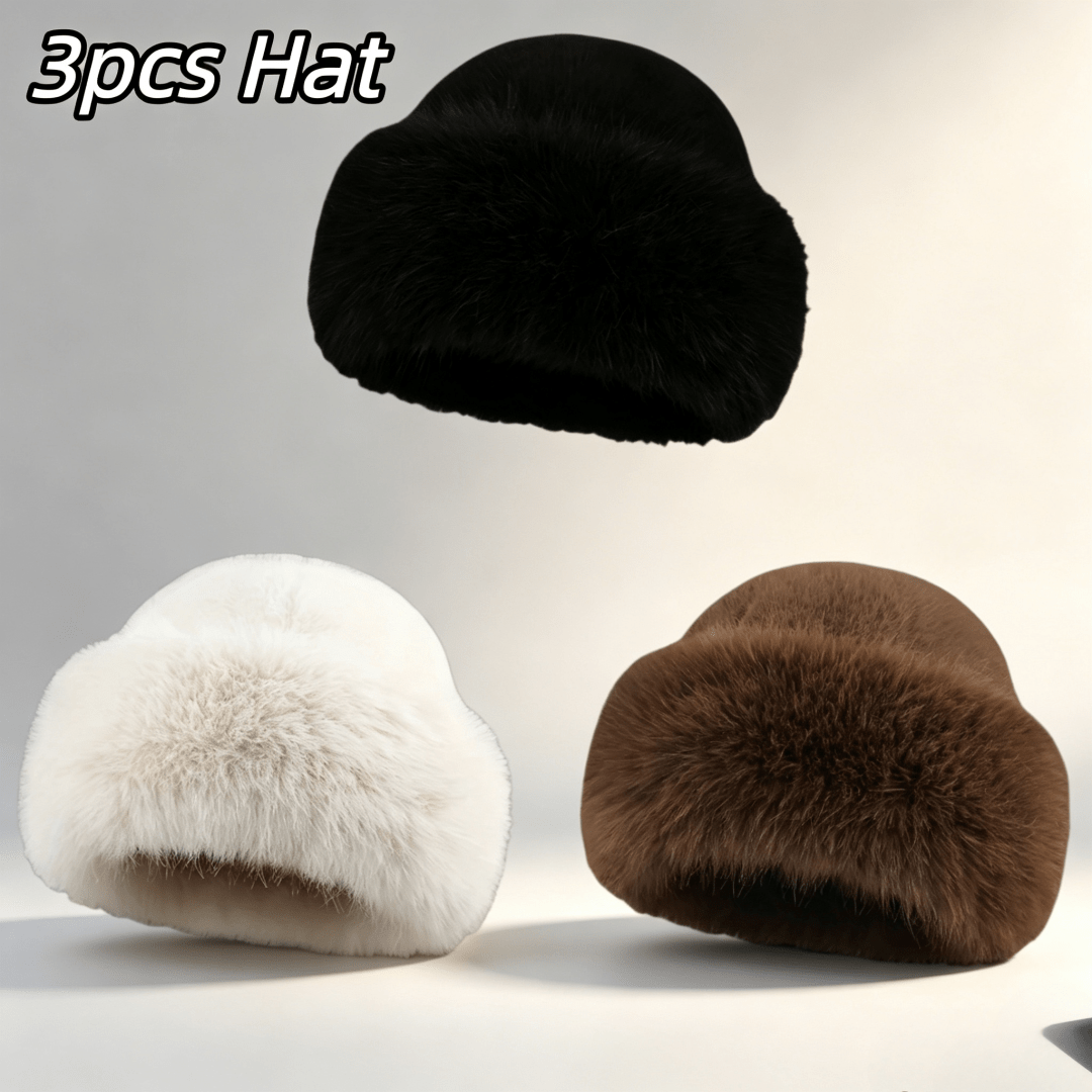 TEMU 3pcs Unisex Autumn And Winter Warm Brimless Hats, Stylish Soft Plush Hats, Outdoor Cold-proof Warm Mongolian Hats, Thick Windproof Comfortable