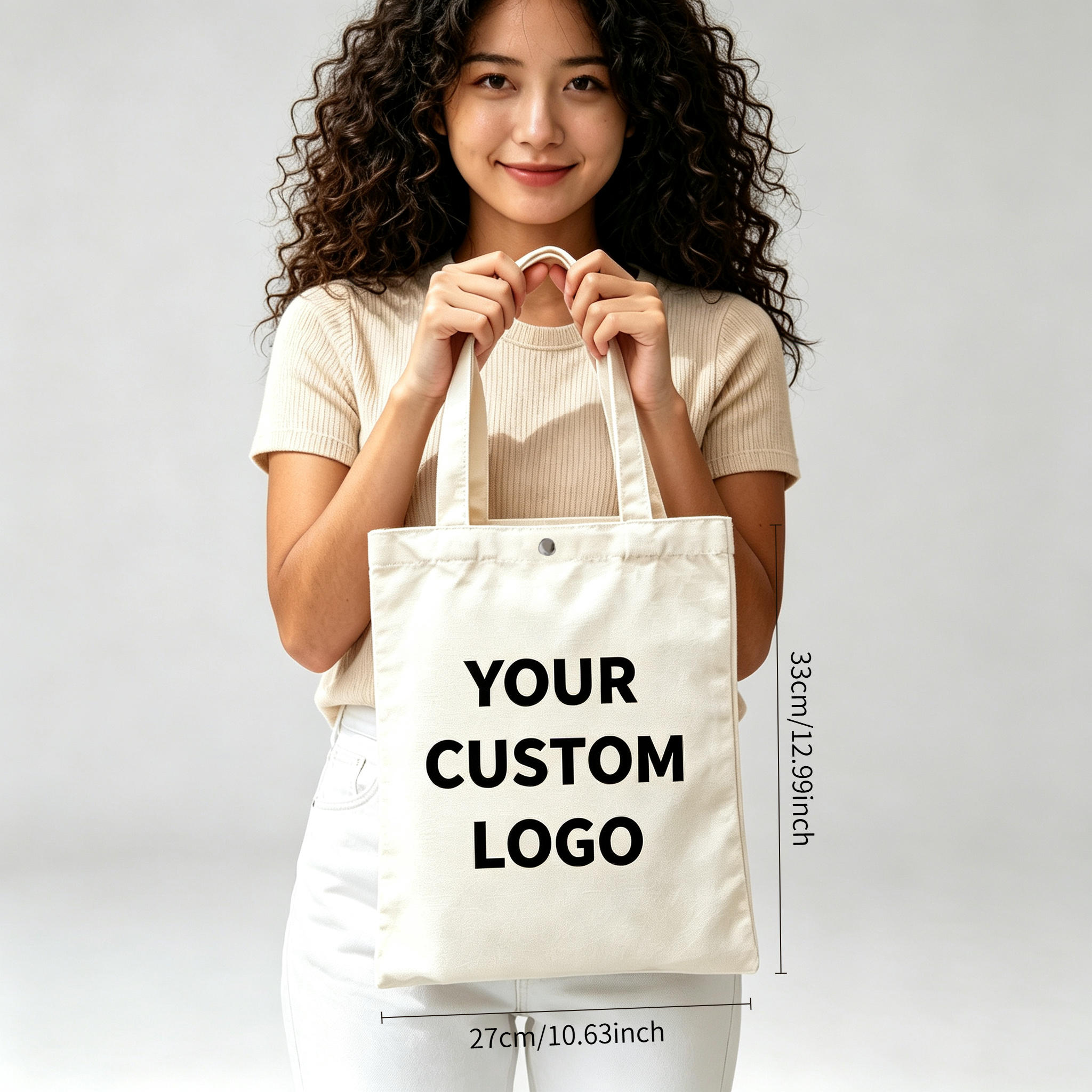 TEMU 6 sacs fourre-tout en toile personnalisés avec logo et boutons, sacs publicitaires, sacs de shopping, sacs fourre-tout vierges à transfert