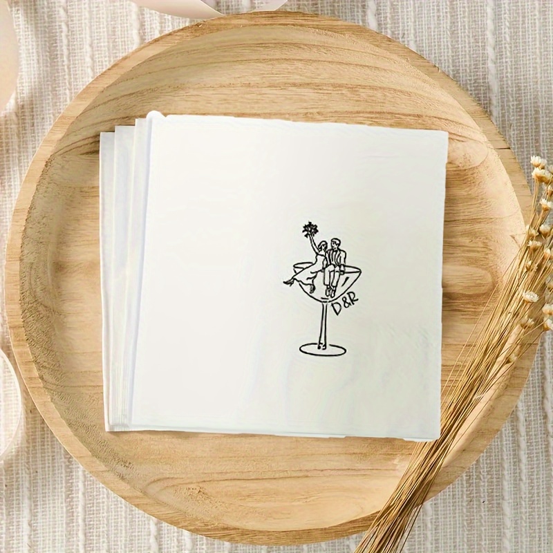 TEMU Serviettes de table personnalisées pour mariage - Matériau de haute qualité, papier durable, artisanat de haute qualité, design , ornées d'un