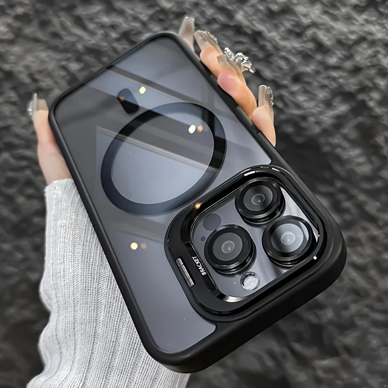 Phone Case - Deluxe Metal Holder Tpu Case Designed For Iphone 12 Through 17 Plus Pro , Featuring Wireless Charging And Shockproof Back Cover, Compatible With Galaxy S23, S24, And S25 Series