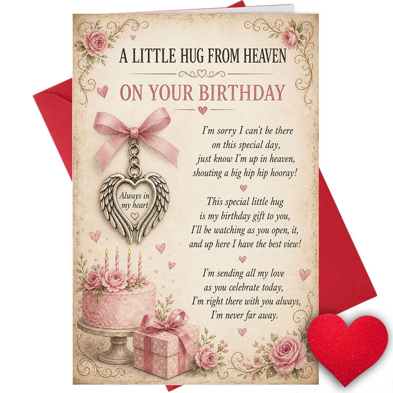 TEMU Birthday Card For Memorial - "a Little Hug From Heaven / On Your Birthday / I " - Birthday Greeting Card, Memorial Gift Idea