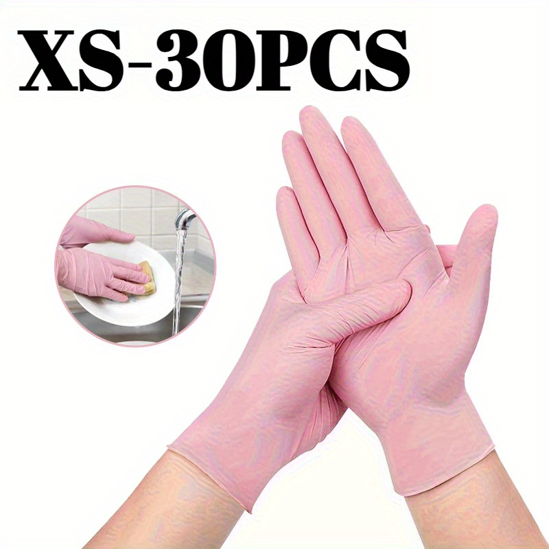 TEMU 30 guanti composti in nitrile PVC color rosa chiaro, per camera da letto, pulizia della cucina, bagno degli animali domestici, lavorazione