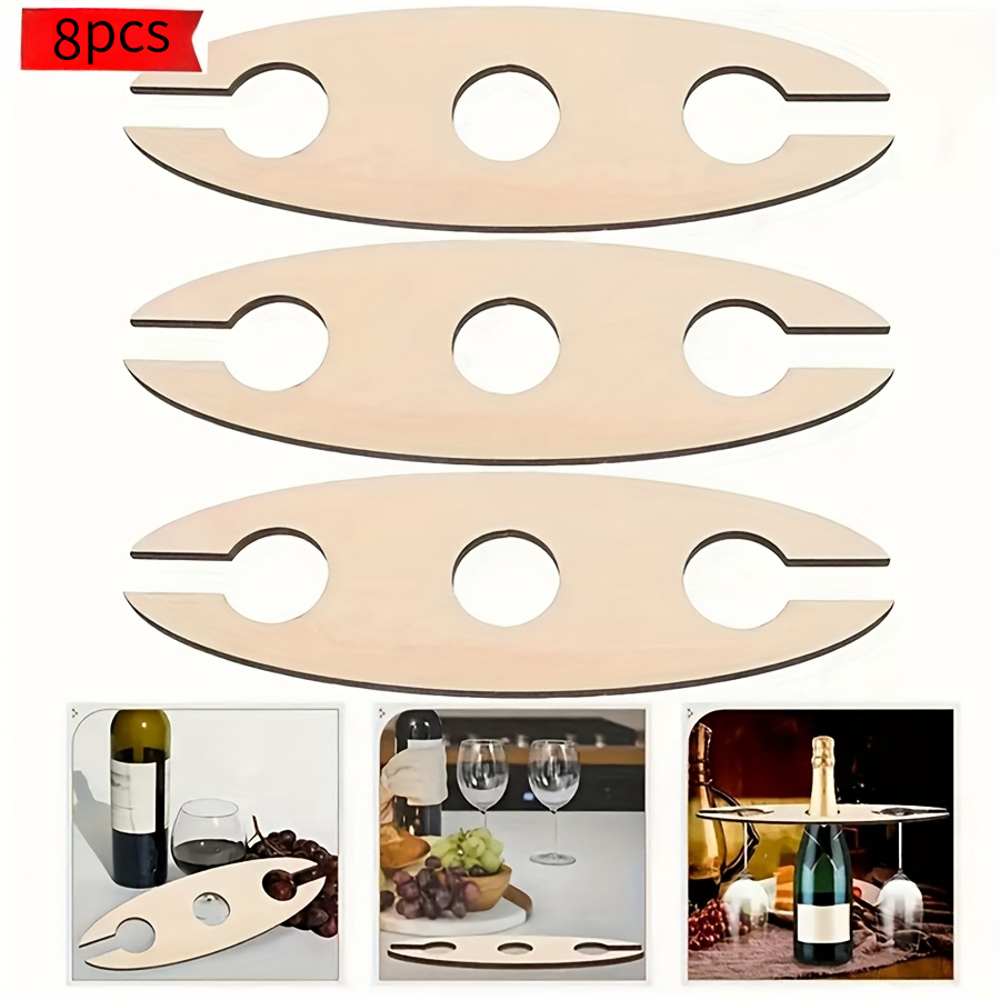 TEMU Lot de 8 grands casiers à vin en bois de 8,66 pouces pour peinture et gribouillage DIY, décoration d'intérieur, décorations de fête sur le thème