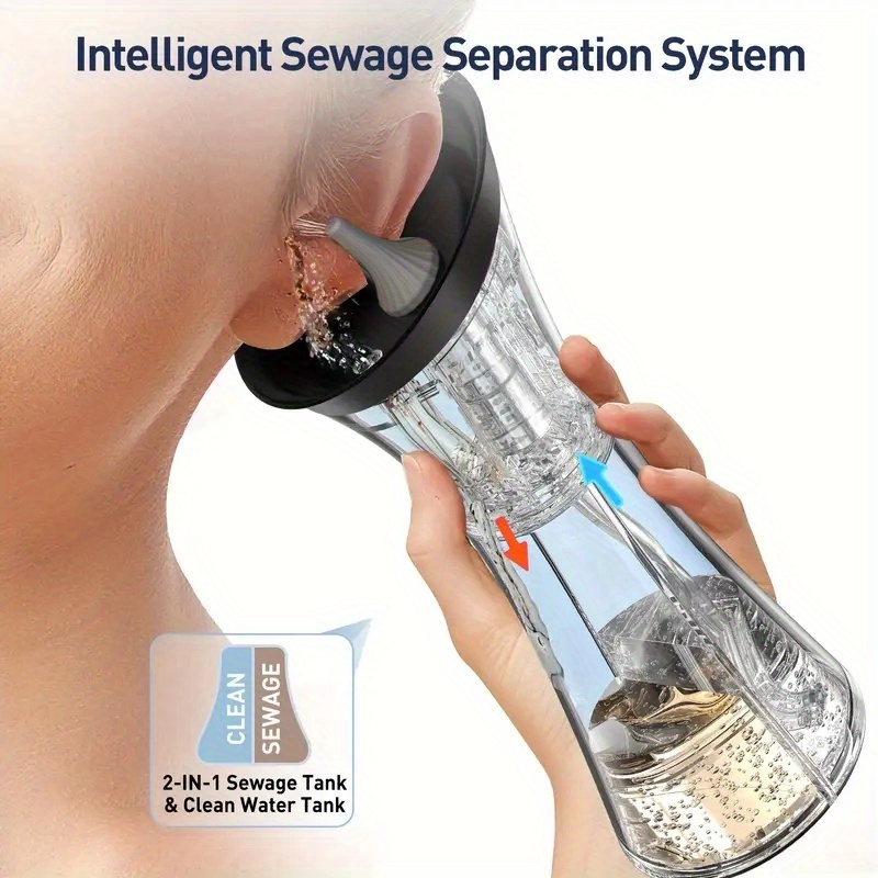 item picture electric ear wax removal system pro   hydraulic ear cleaner kit with water temp sensor visual waste tank rechargeable usb dry dirty storage nozzle belt   grade home care