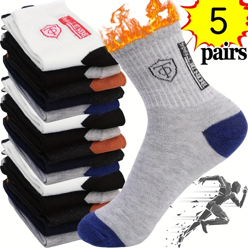 TEMU 20pcs (10 Pairs)/10pcs 5 Pairs, 's Socks, Medium Tube Deodorant And Sweat-absorbing, Fashionable Versatile Autumn And Winter Sports Socks