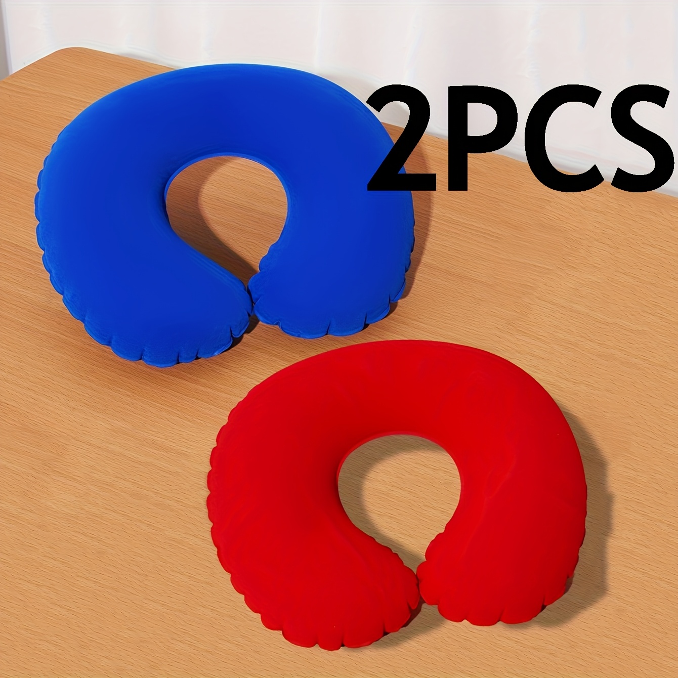 Image of 2pcs Inflatable U-shaped Pillows, Travel Neck Pillow+ Nap Pillow, Portable And Lightweight With Easy Fold Design For Travel, Office Use, And Napping