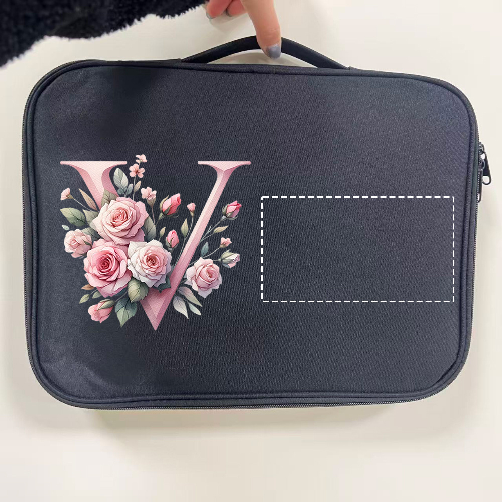 Custom Floral Initial Laptop Tote Bag with Monogram