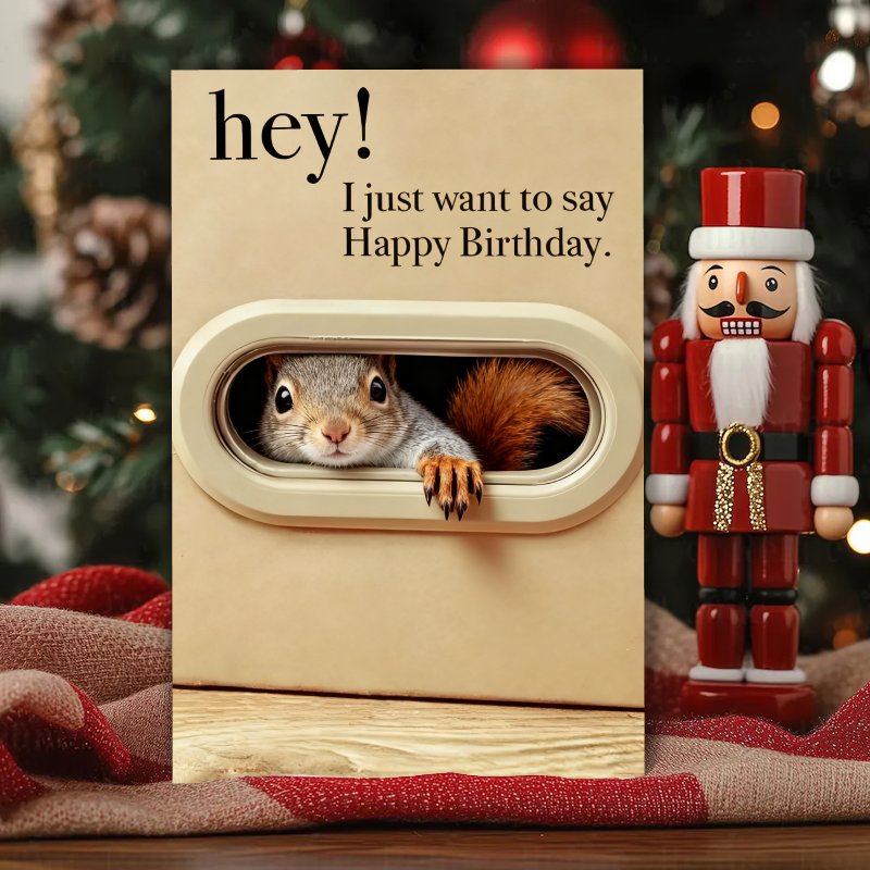 TEMU A Birthday Card Featuring , Along With A Squirrel Figurine - A Perfect Gift For , Family, Or Coworkers. This Is Ideal For Occasions Like