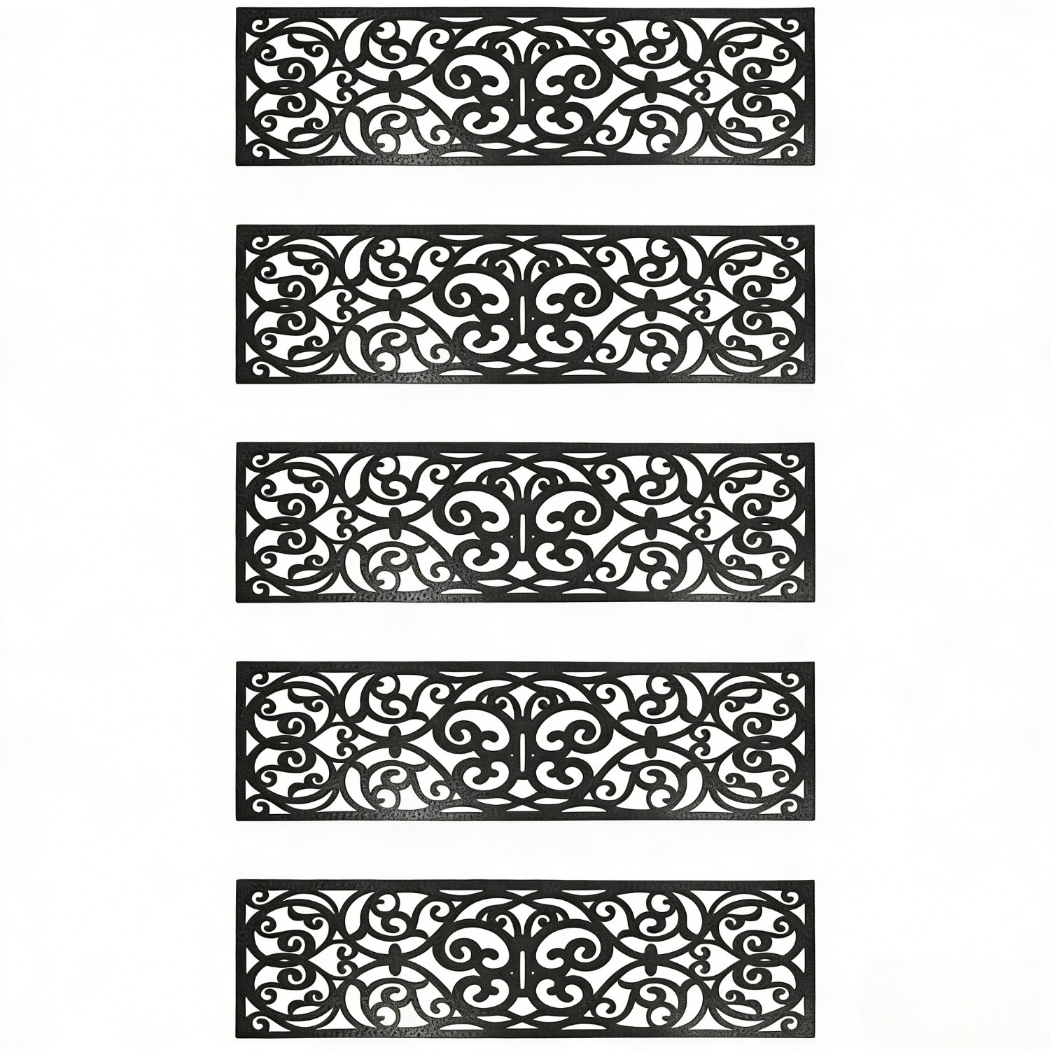 TEMU 5pcs Rectangular Non-slip Stair Treads | Stylish Rubber Mats - Simple Hollow-out Design, Easy To Clean, 74cm*24cm, 3/5mm Thick - Suitable For