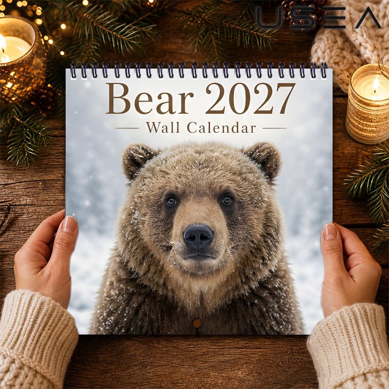 TEMU Calendrier Mural 2027, Planificateur Mensuel 12 Mois & Organisateur Annuel avec d', Reliure Spirale Double Fil, Thème d'Hiver Enneigé, Cadeau de