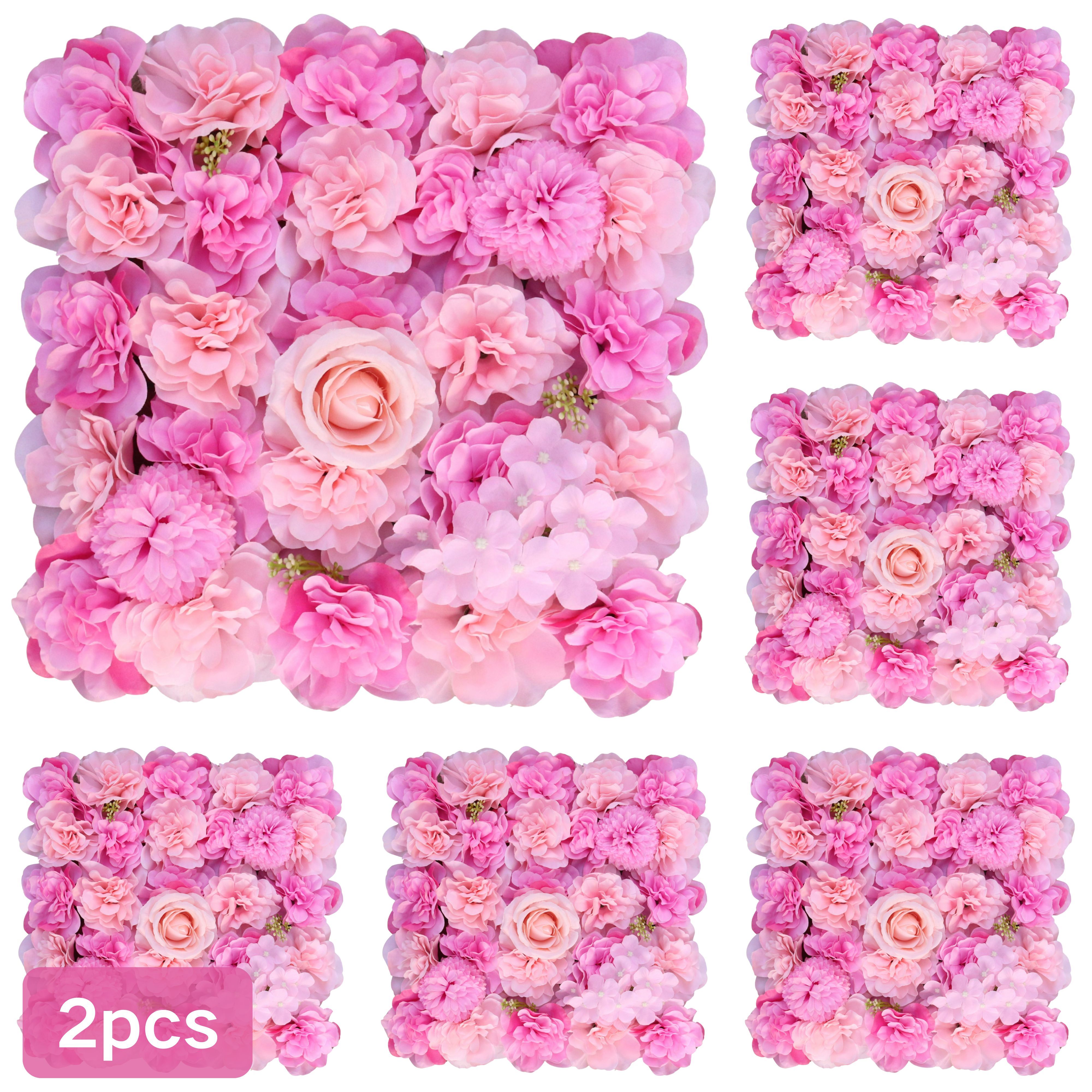 E-shop 2 Stück Hochzeits-Blumenhintergrund – Elegante Rosa Blumendekoration mit Dahlien, Kein benötigt, Leicht zu befestigende Stoffwand für Hochzeit,