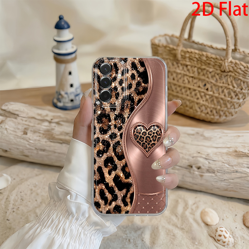 TEMU Telefoonhoesje - 2D Platte Luipaardprint Vergulde Hartslag Telefoonhoesje Geschikt voor Galaxy A03S A05S A06 A07 A13 A14 A15 A16 A17 A22 A23 A24