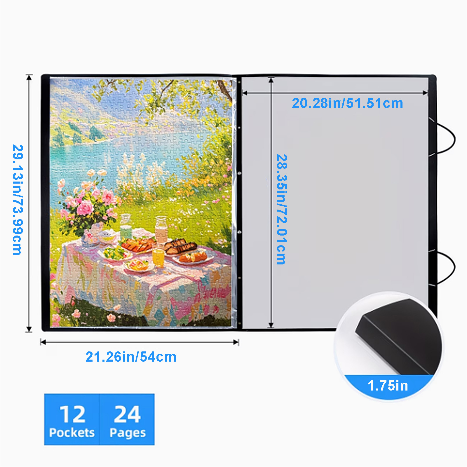 TEMU Puzzle Storage Folder Keeper For Enthusiasts, 50. 8 X 71. 12cm Large Capacity 1000pcs Puzzle Organizer Accessory Diamond Painting Poster Paper