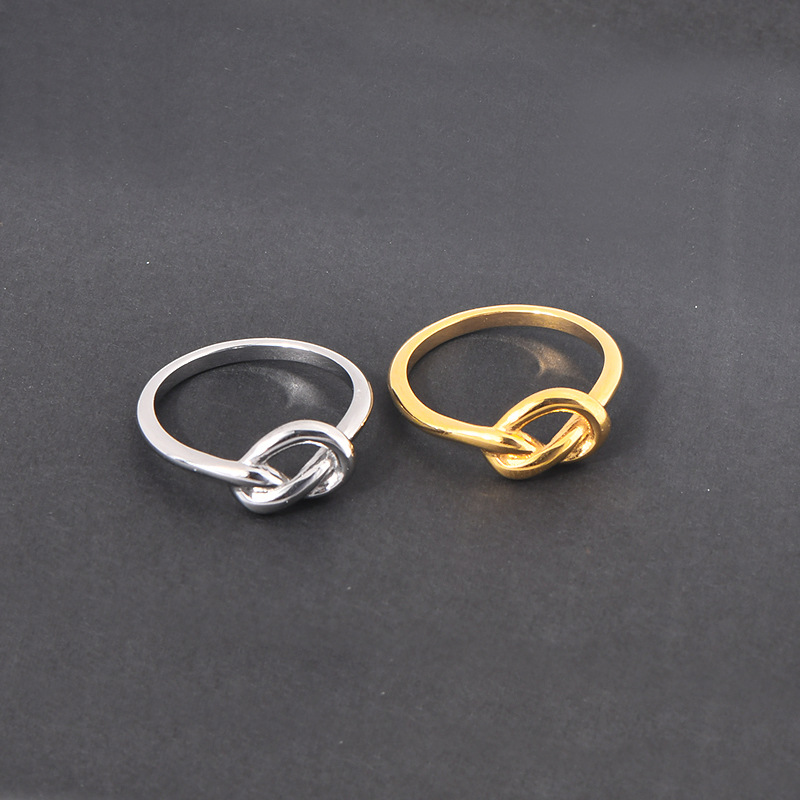 Women's Stainless Steel Twisted Knot & Heart Knot Ring