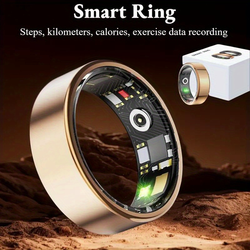 smart ring fitness   with sleep monitoring pedometer 20 sports   stainless steel ip68 long   wireless hidden clasp round design   gift for christmas halloween thanksgiving smartwatch replacement sleek metallic   durable construction