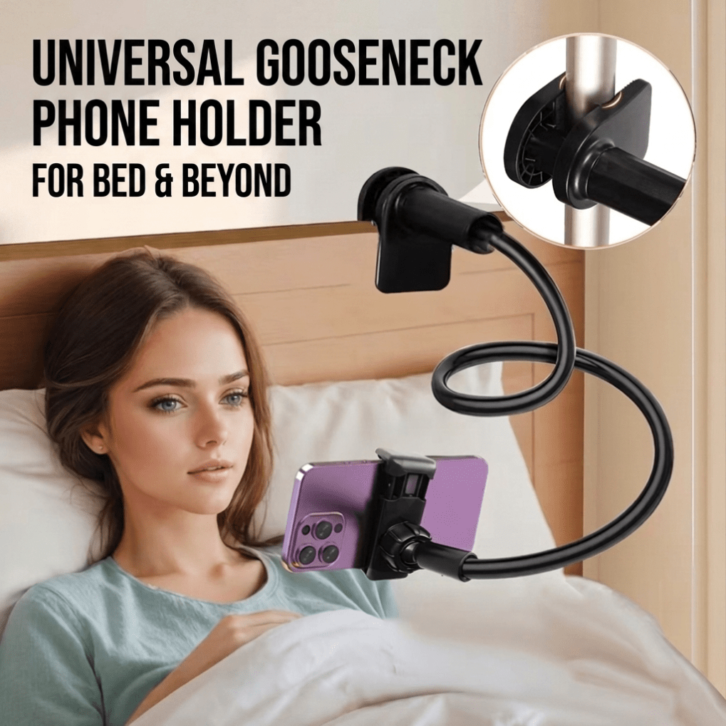 TEMU Support de téléphone rotatif à avec bras long flexible, adapté aux tables, têtes de lit, lits et bureaux. Il est doté d'une pince d'une longueur