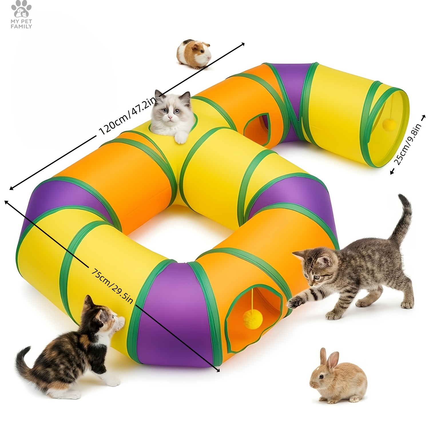 2pcs Large Foldable Small Animal Tunnel Set with Maze Design