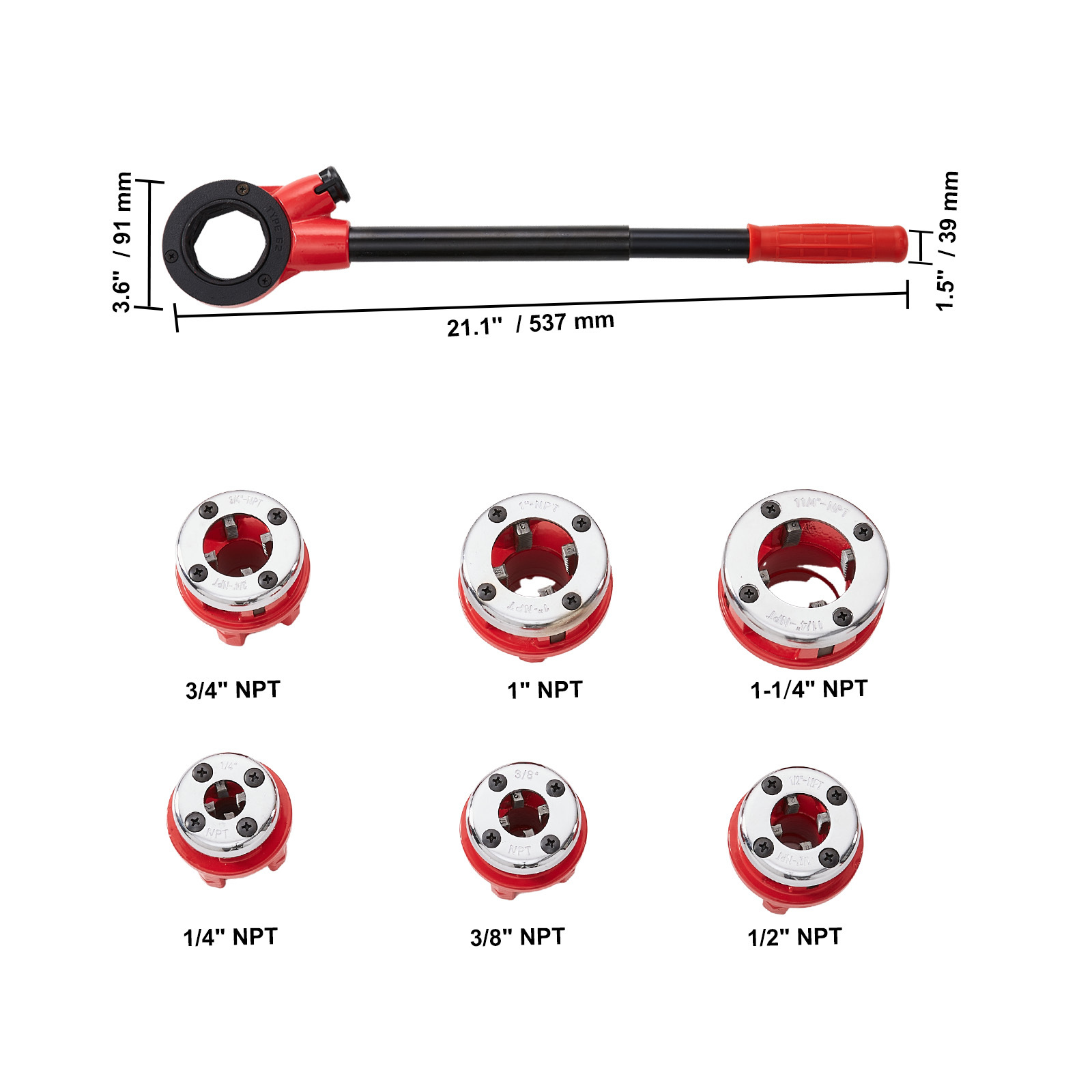 ratchet pipe threader kit 1 4 npt 1 1 4 npt manual ratcheting pipe threader portable pipe threading tool set with 6pcs npt dies storage case for galvanized aluminum iron copper pipes details 1