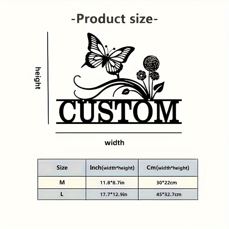 TEMU Wall Sculptures Customized And Floral Door Sign - Personalized Name, Aaa Grade Metal, Weatherproof Textured Powder Coating - Front Door