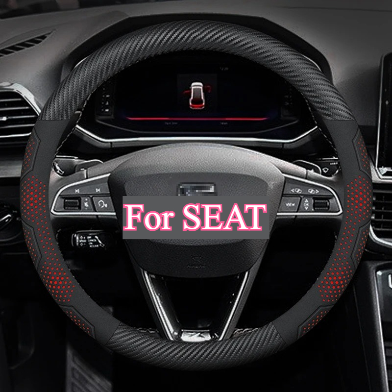 TEMU For Ibiza Fr 2 Exeo Arosa Mii Carbon Fiber Suede Faux Leather Car Steering Wheel Cover Auto Additions