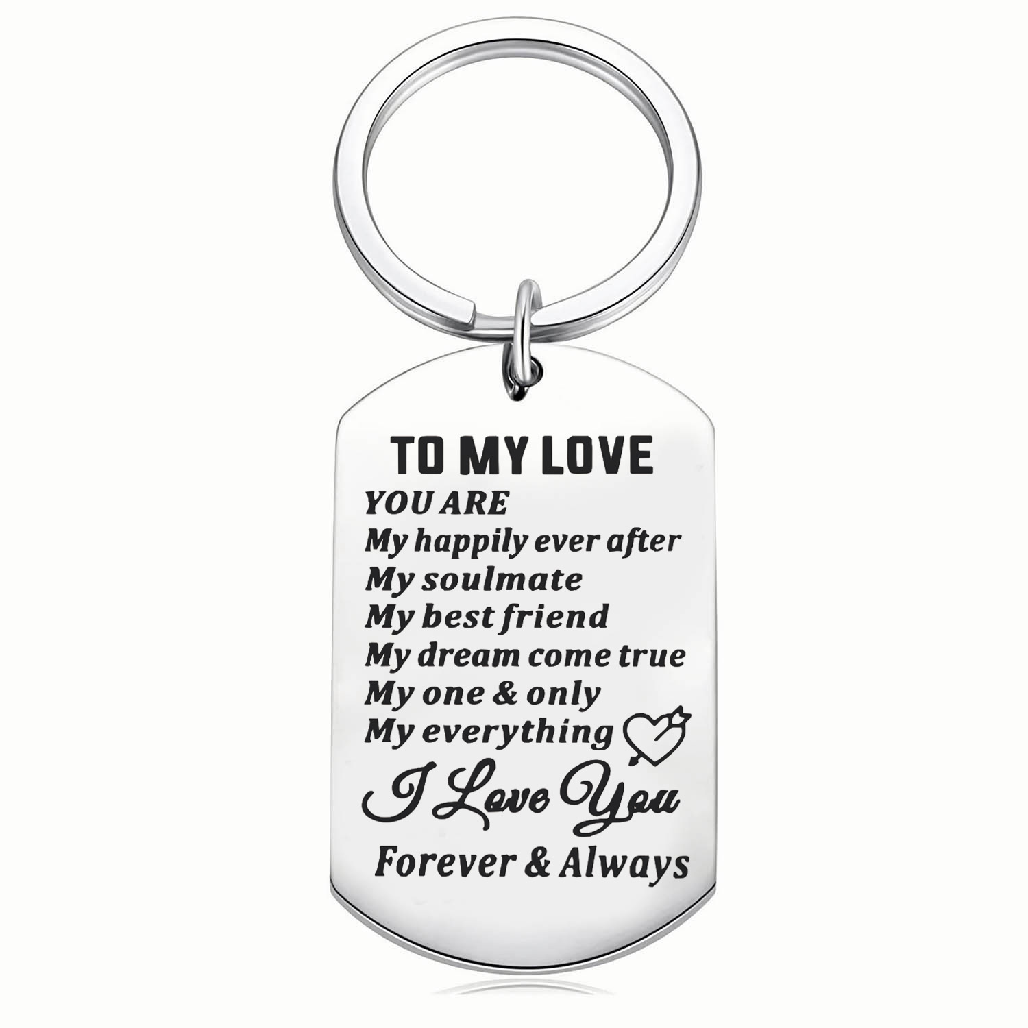 TEMU 1pc Stainless Steel Keychain To My Message Gift Anniversary Valentine Birthday Christmas Couple Gift Engraved Durable Keepsake For Wife Husband