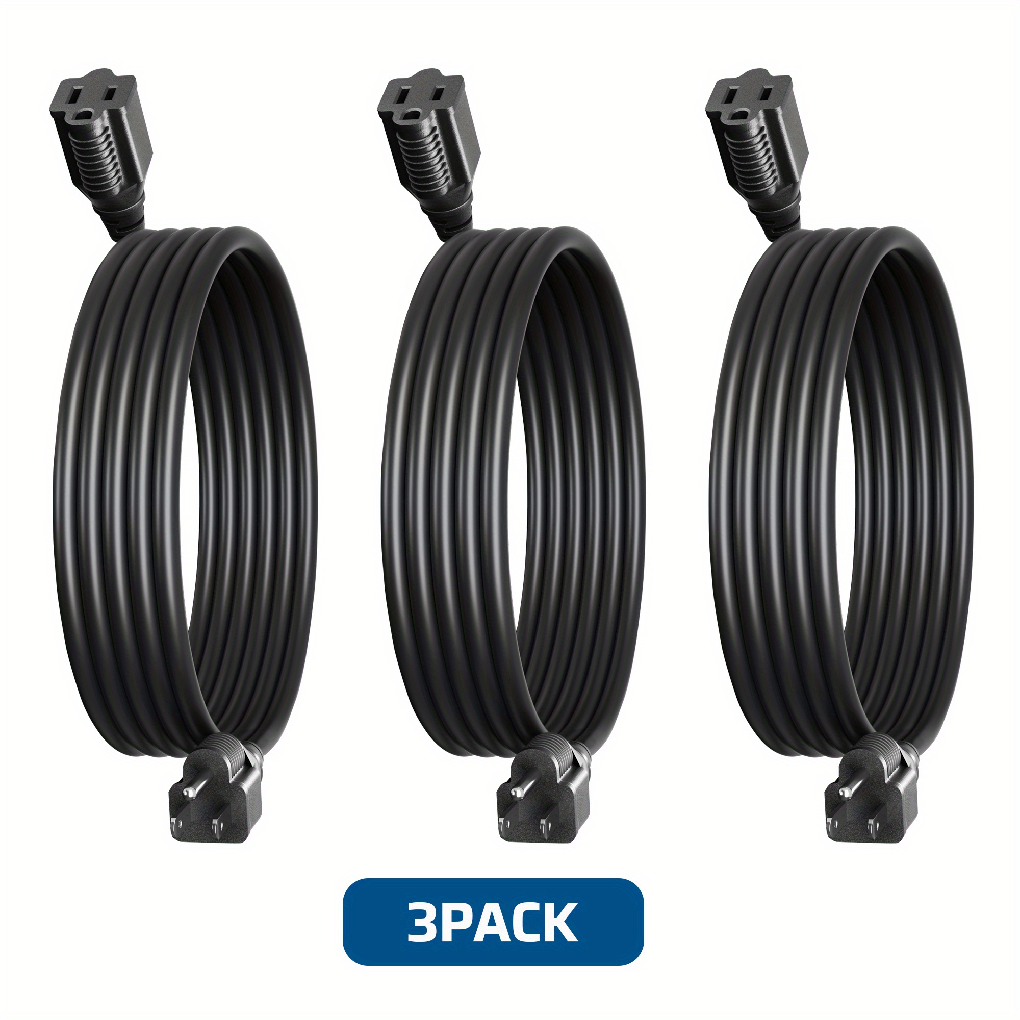 TEMU Lot de 3 rallonges robustes DEWENWILS, câble SJTW de 6 pieds avec prise de type 3, 13 A/125 V/1625 W, alimentation intérieure adaptée pour ,