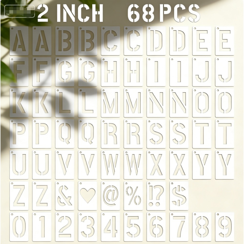 TEMU 68 pièces de pochoirs réutilisables alphabet et chiffres - Lettres et chiffres 0-9 - Convient pour , , , , - Modèles de peinture pour bricolage,