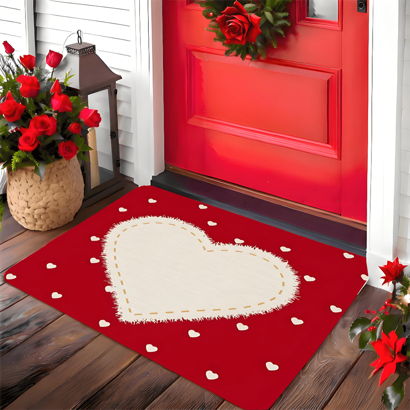 

Valentine's Day Love Welcome Doormat - Non-slip, Machine Washable Polyester Flannel Rug For Living Room, Bedroom, Bathroom, Kitchen & Laundry - Perfect Christmas Gift