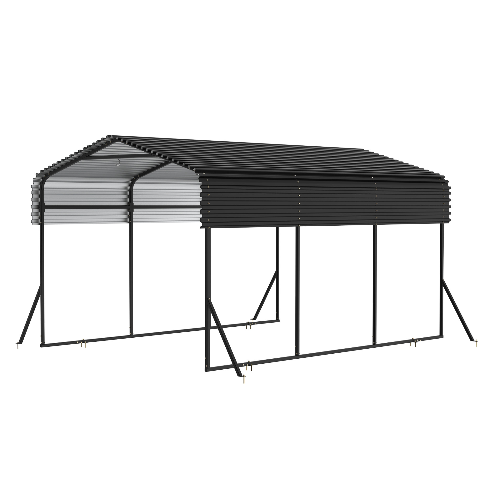 Image of Tent Garage Metal Garage With Roof, Private Parking Garage, 450x300x250cm/600x370x260cm, Sturdy Large Carport, Uv Protection, For Car, Truck, Boat