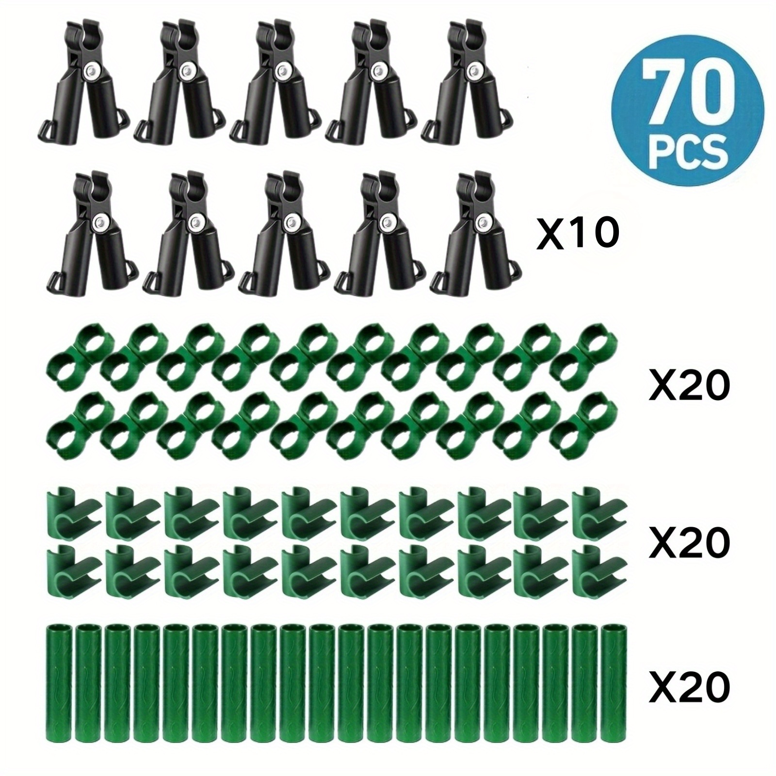 Image of 70pcs Of Adjustable Clips For Plant Trellises, Made Of Plastic, Suitable For Connecting Stakes In The Garden, With A Connector Design (diameter 11mm)