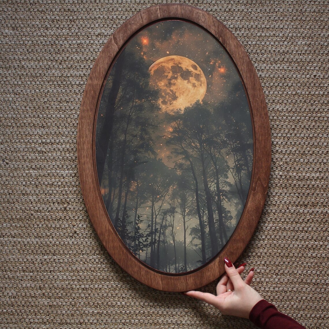     painting 30cm oval wooden decor plaque vintage   art gothic aesthetic for bedroom and living room multipurpose farmhouse style wall decor