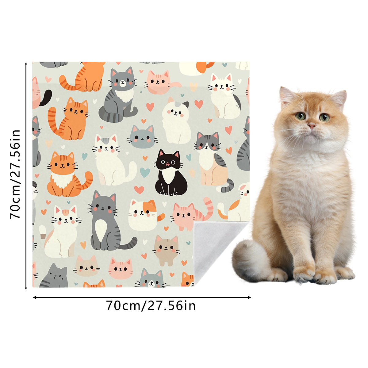 TEMU 1pc [multifunctional Dust-proof Wrapping Cloth] Light Gray Cartoon Cat Pattern, Soft Super Large Anti-escape Anti-cat Scratch Trimming Beauty