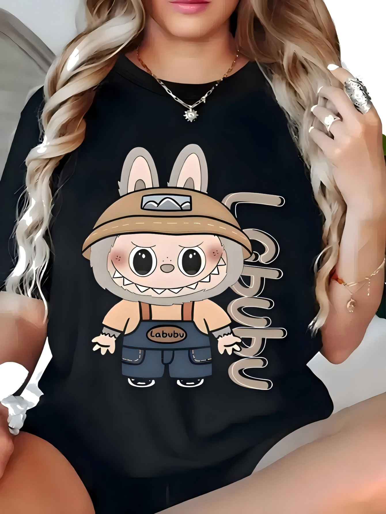 Labubu Cartoon Character Print Women'S Casual T-Shirt