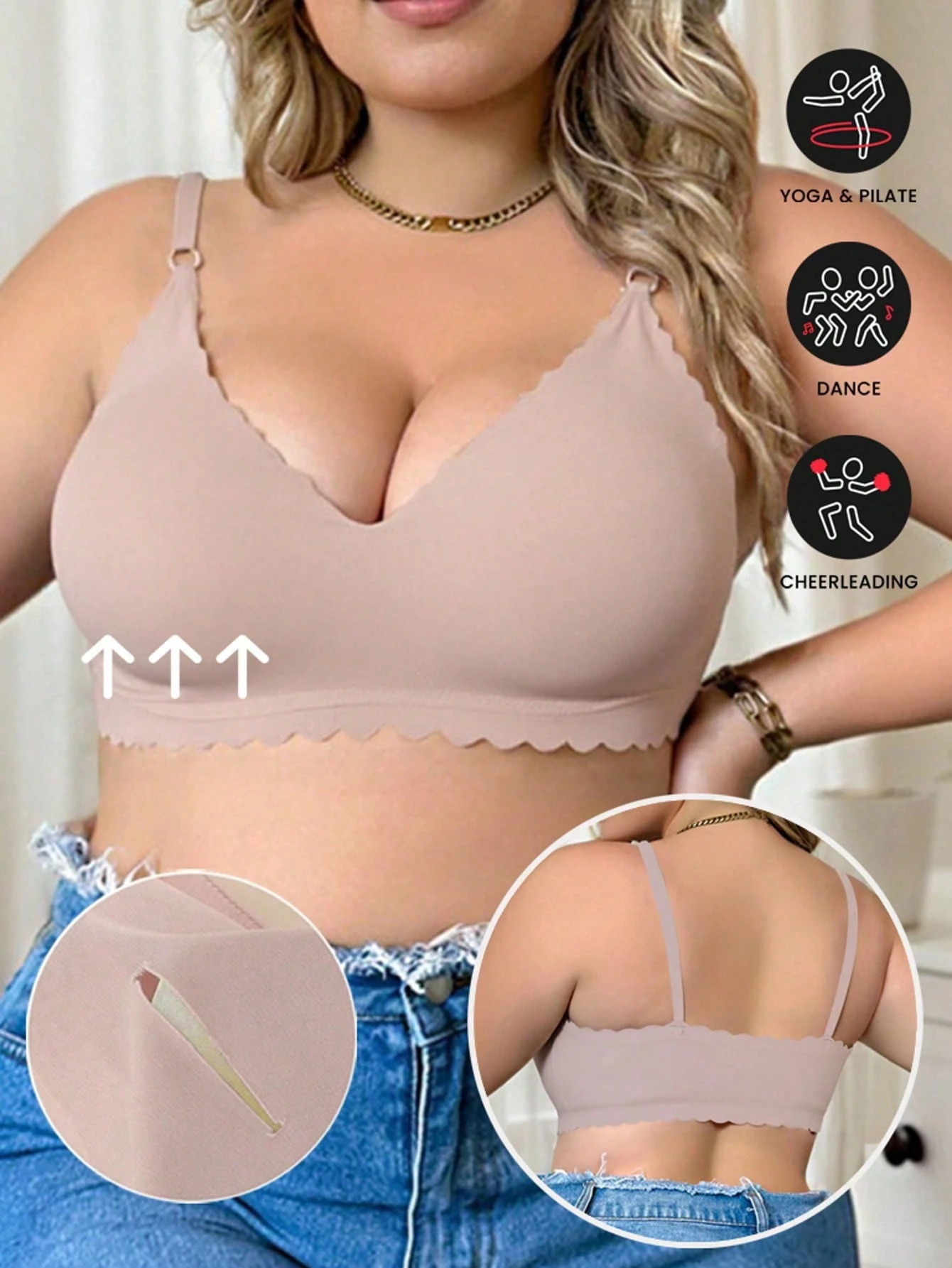 7pcs womens wireless bras seamless braslette with deep v neckline non slip   base soft everyday bras for under corset   yoga clothing multi color options red   gray white blue brown must have everyday special occasion bras Product details 1
