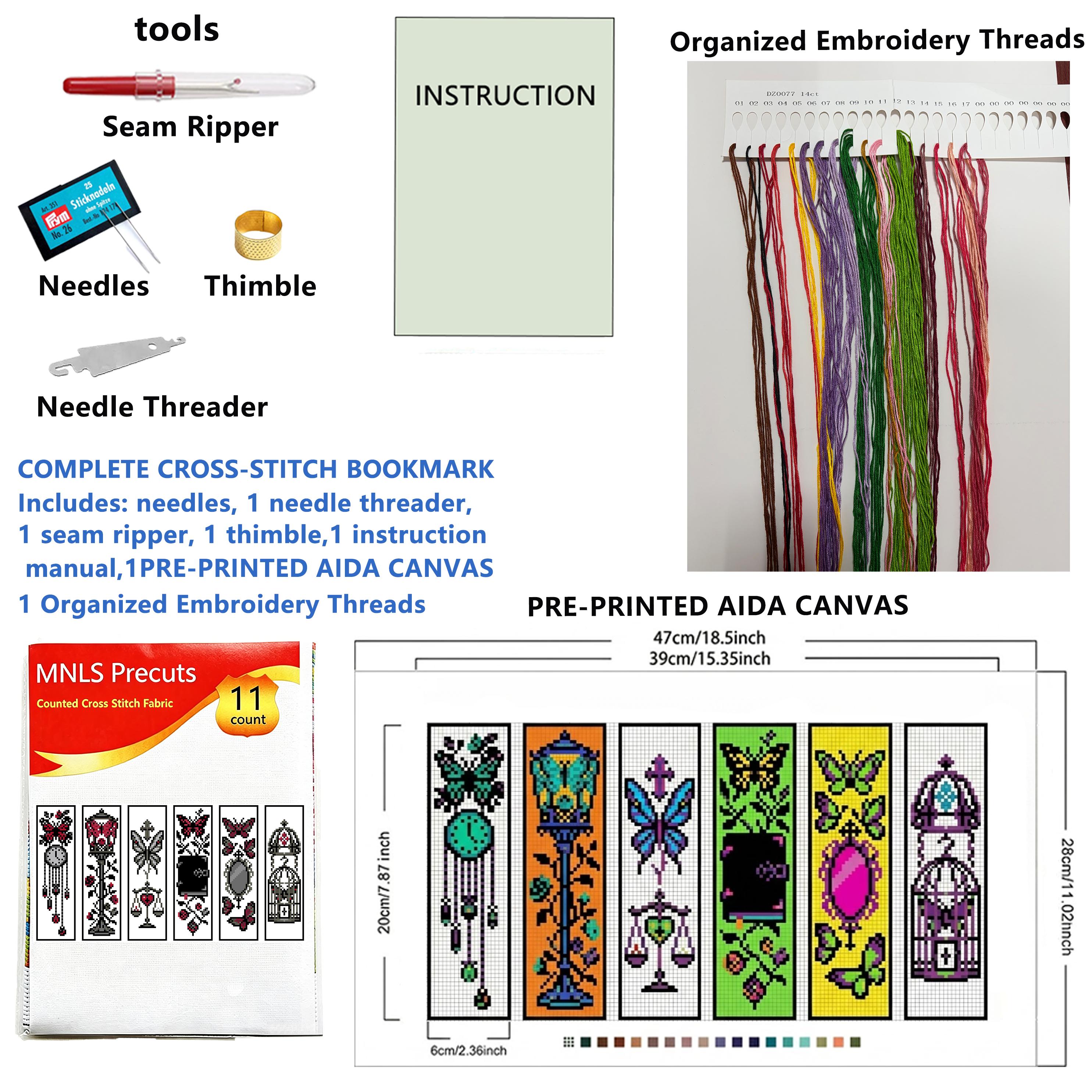 TEMU Cross Stitch Bookmark Kit: 6 Styles Of Dark Retro Gothic Bookmarks, , Clock, Scale, Birdcage, Mirror Cross Stitch Bookmarks, Random Tool Colors,