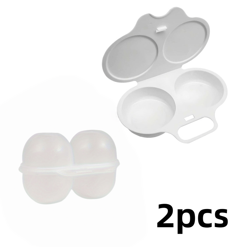 TEMU Ensemble de 2 pièces Amélioré (Boîte à Œufs Vapeur et Portable), Boîte Vapeur Micro-ondes, Vapeur Portable à 2 Fentes, Plateau de , Outils de