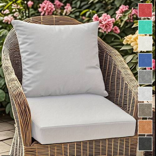 2 piezas/set de cojines para asiento y respaldo exterior, relleno de espuma densidad con recuperación para sillas o sofás mimbre en jardín