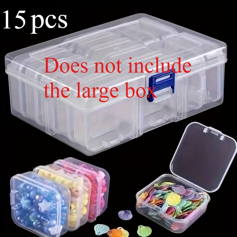 TEMU 15 boîtes de rangement transparentes pour bijoux, pots de rangement pour perles, plateaux amovibles, adaptés aux perles, bijoux et rangement de