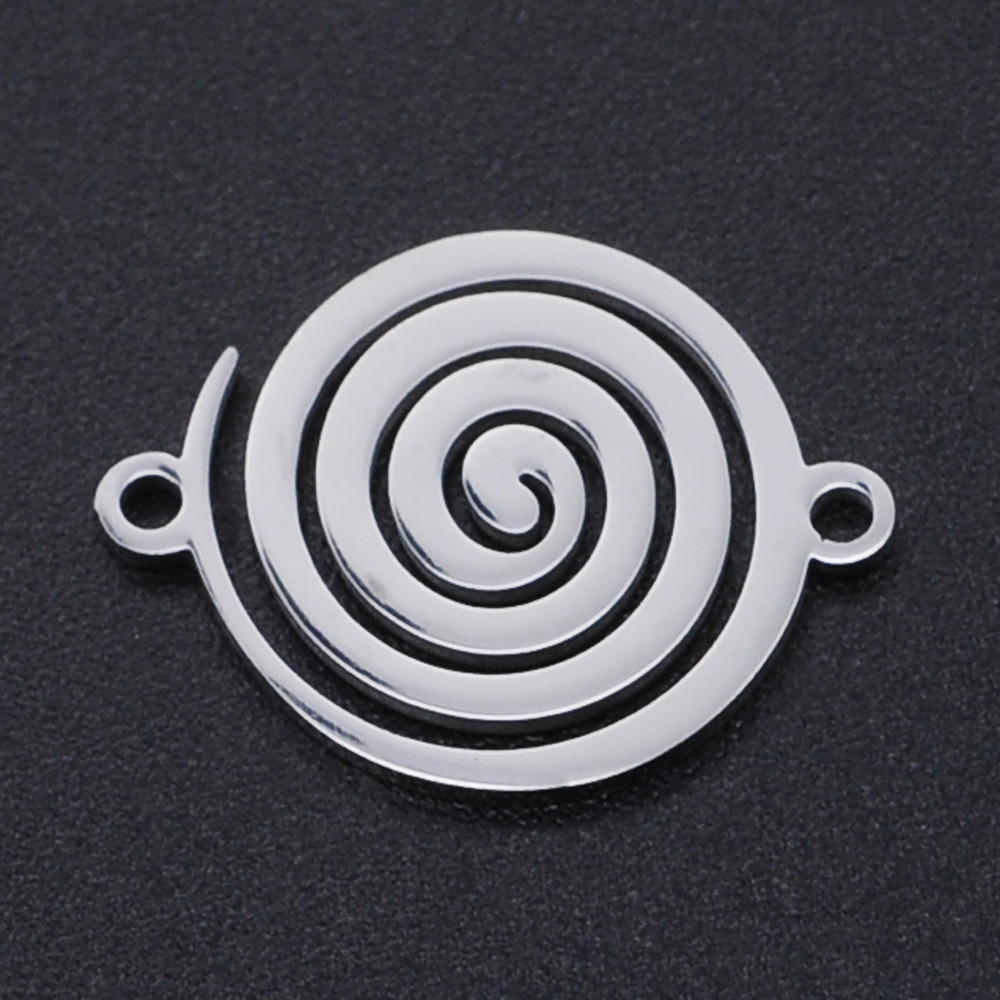 TEMU Set Of 5 Connectors Made From 201 Stainless Steel, Featuring A Laser-cut Vortex Design, Measuring 14x18x1mm, Suitable For Jewelry Such As