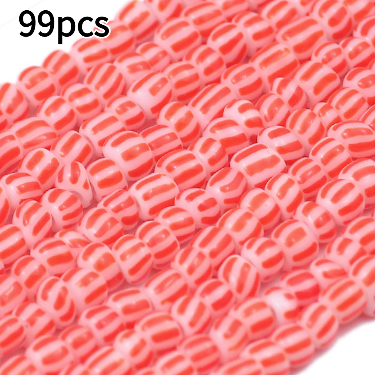 TEMU 99pz/197pz Perline Tubolari in Vetro a Righe Rosse e Bianche con - Perline Distanziali Cilindriche da 3-5mm Adatte per Creazione di Gioielli Fai
