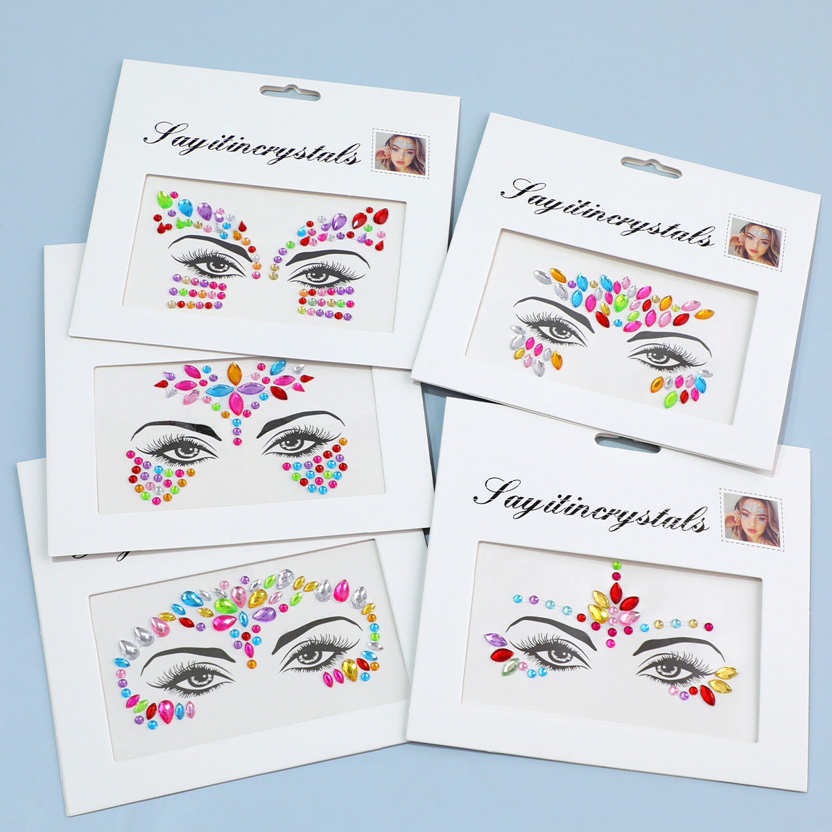 TEMU 5 hojas de pegatinas de diamantes de autoadhesivas combinadas, parches decorativos multicolores de piedras preciosas, joyería a , maquillaje,