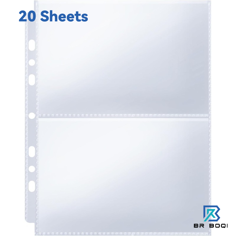 TEMU BR 20 Feuilles de Pochettes Transparentes pour Classeur - 2 Pochettes par Page (40 au Total) Protections de Pochettes en Plastique avec