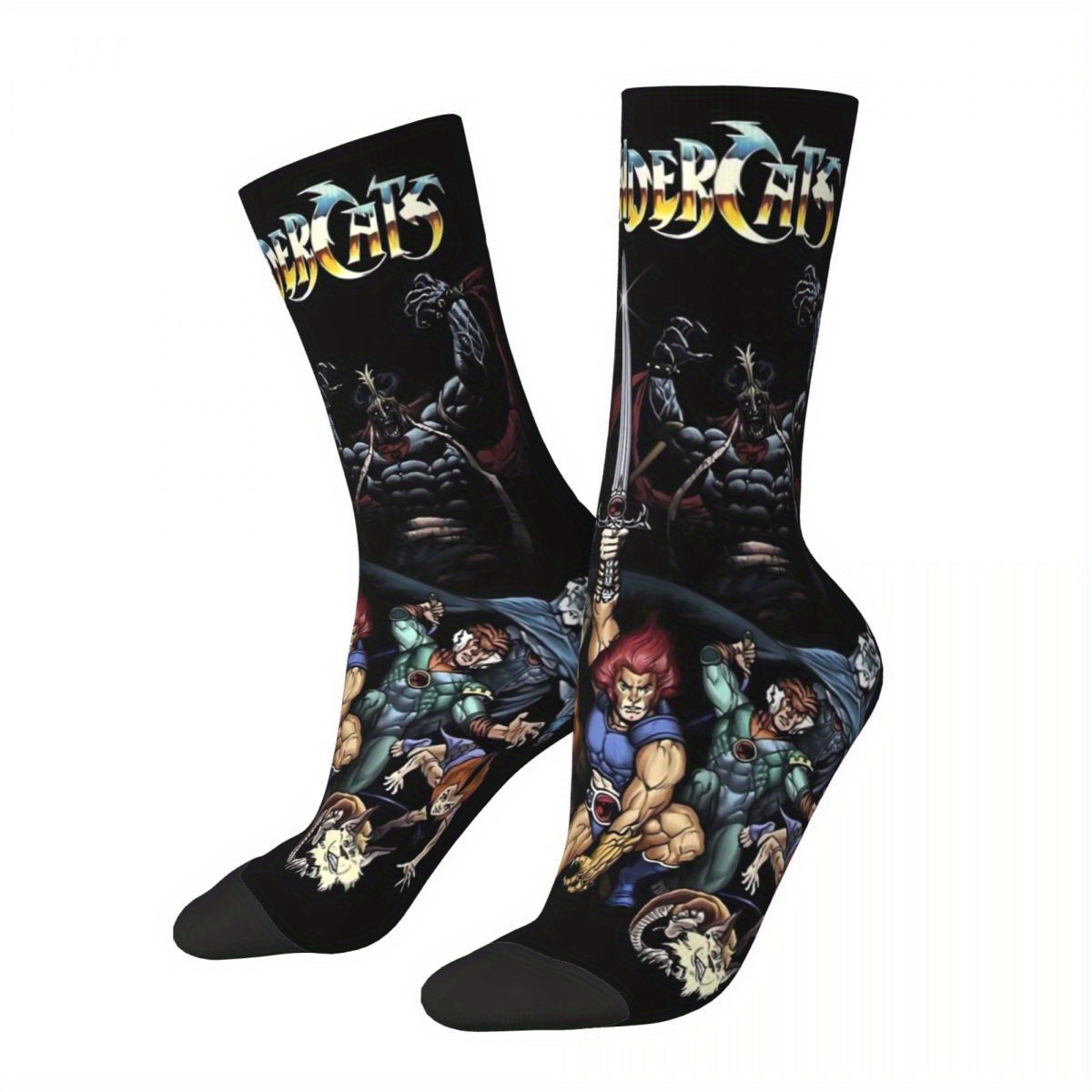 

1 Pair Graphic Crew Socks, Men's Novelty Hip-hop Streetwear, Polyester 95% Spandex 5% , Machine Washable, Random