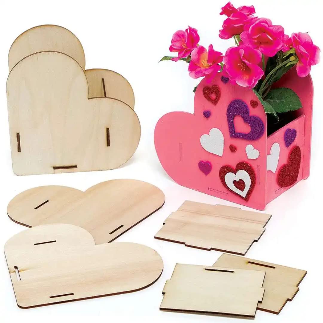 Image of 3-set Heart-shaped Wooden Planters - Creative Wooden Flower Pots, Valentine's Day Gift