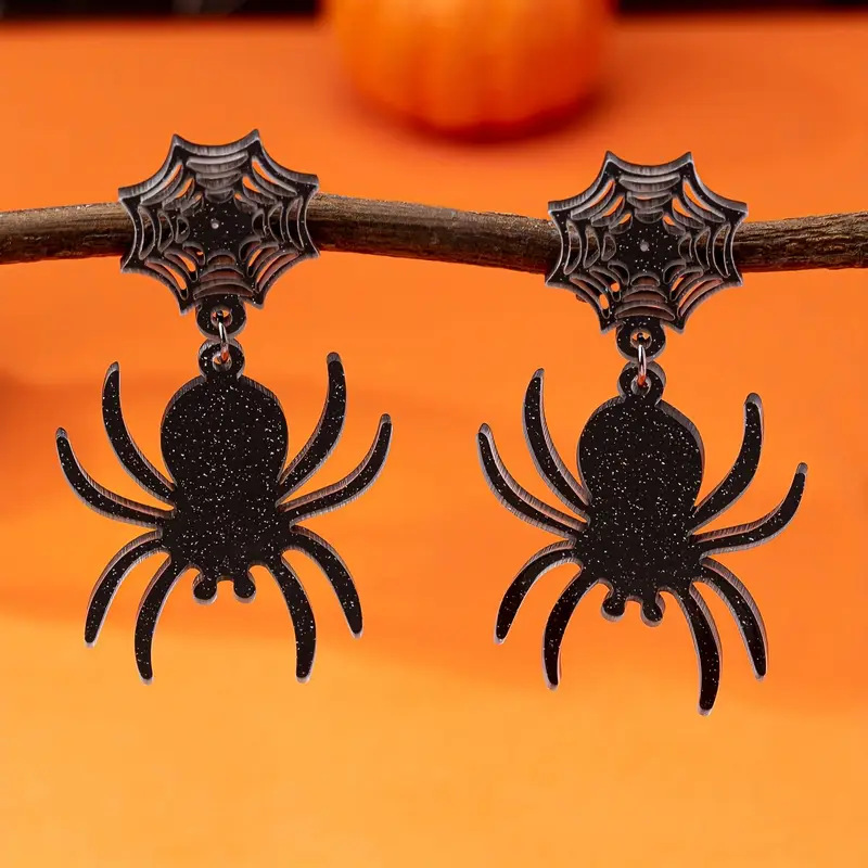 TEMU Pendientes colgantes de mujer con diseño de negra espeluznante, joyería para disfraces de de Halloween