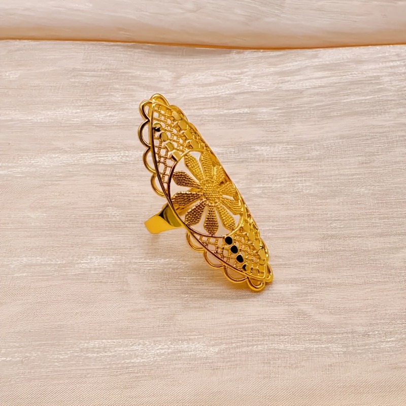 TEMU Gothic Ring - Exquisite Plaid And Floral Lace Design, Suitable For Weddings, Birthdays, Gifts, Elegant Daily And Special Occasions, For Teenager