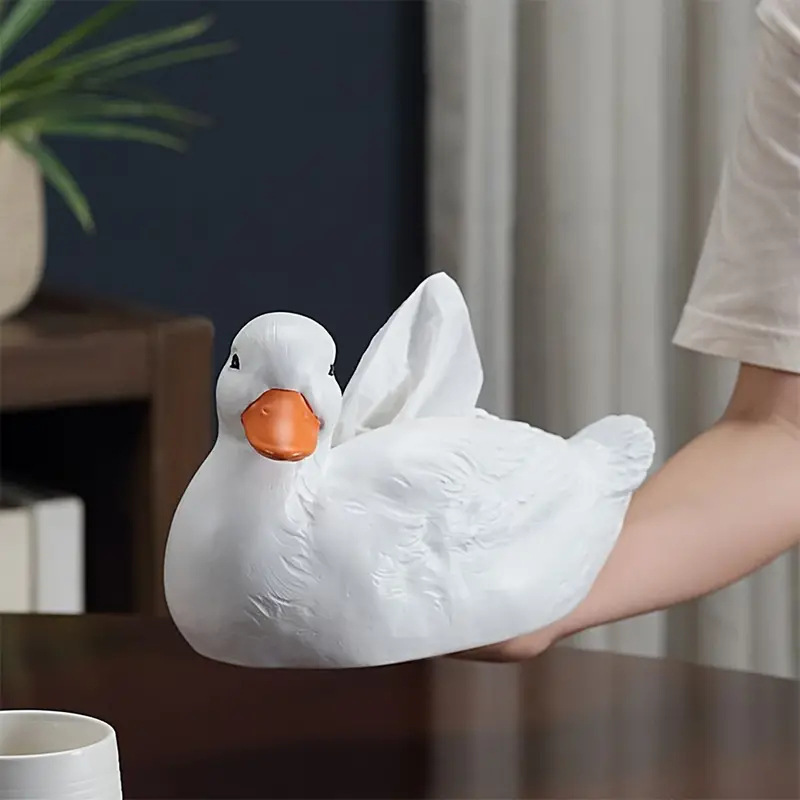 cute   tissue box holder decorative bathroom living room storage organizer with   lid durable plastic tissue box dispenser for home entryway or bathroom decor duck shaped home accent entryway organizer   design glossy   Product details 0