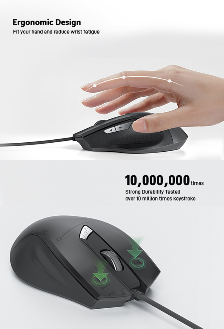 Acer Genuine Product M02 Ergonomic Wired Mouse: 4-level DPI Adjustment, 500Hz Polling Rate, Left/right Click Buttons on Both Sides, Works on Multiple Surfaces, Approximately 1.5-meter Cable, Ideal for Gaming and Office Use, USB Plug-and-play