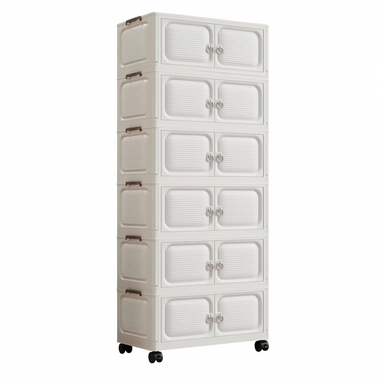TEMU Collapsible Multi- Layer Storage Organizer With Universal Casters, 6 Tier Stackable Plastic Storage Bins Large Capacity For Clothing Arrangement
