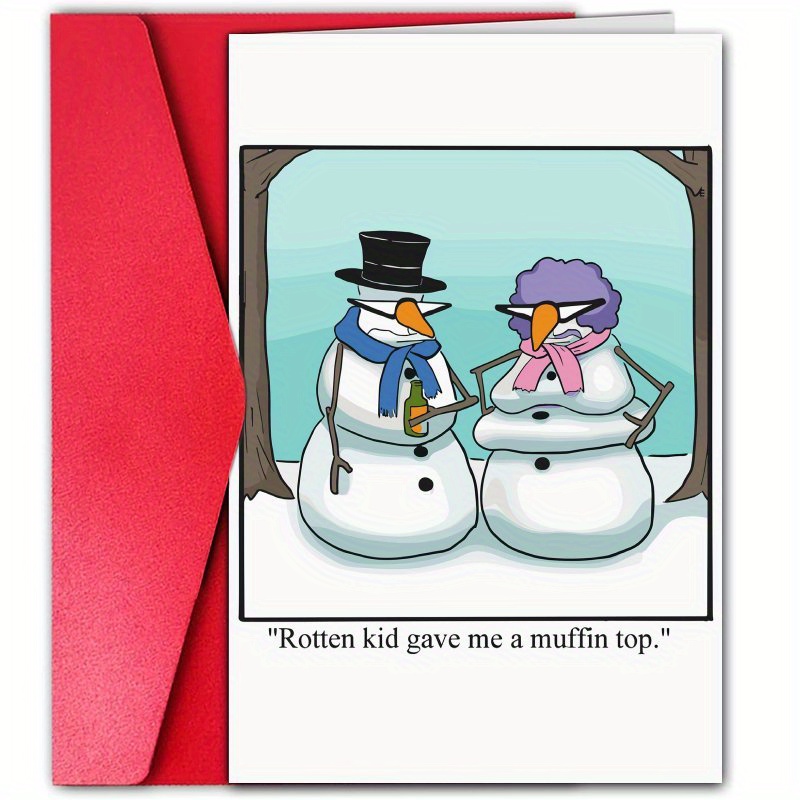 

1pc, Hilarious Snowman Christmas Card, Humorous Christmas Card, Funny Merry Christmas Card, Party Card, The Best Christmas Gift For Him Or Her, Family Or Friends